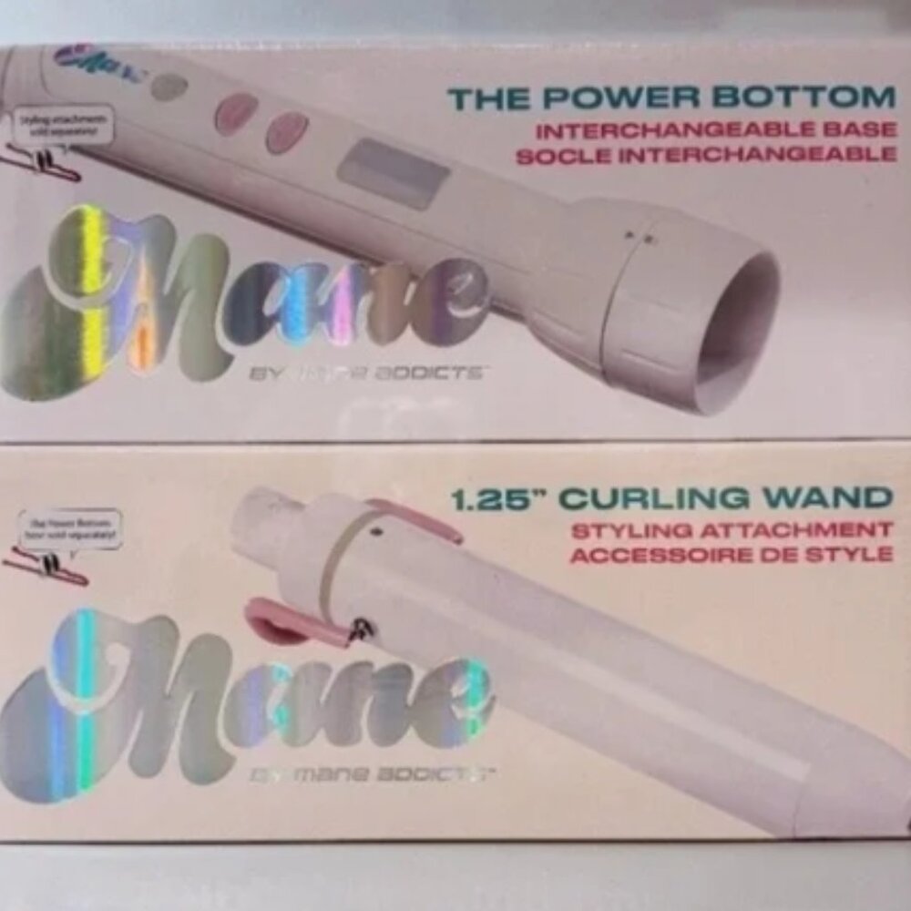 NWT The Mane Bottoms Up & Curl Hair Tool Kit. Power Base & 1.25" curling wand